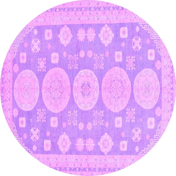 Ahgly Company Indoor Round Oriental Purple Traditional Area Rugs, 8' Round
