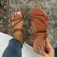 thumbnail image 1 of Gspmoly Sandales à Enfiler pour Femmes, Mode Décontractée pour Femmes Printemps Nouvelles Sandales de Plage à Bout Ouvert Plates Pantoufles Pantoufles Femmes Brun 39, 1 of 7