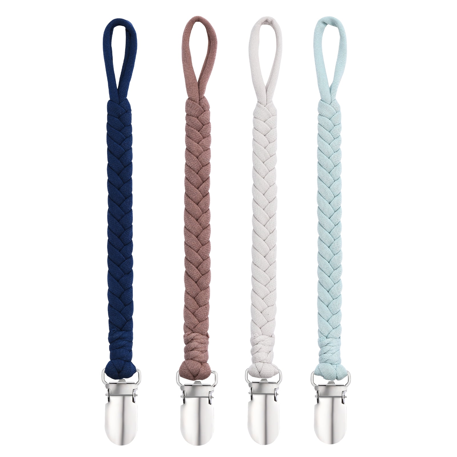 B BASICSLIFE Pacifier Clips for Baby boy, 4 Pack BPA Free Pacifiers Holders Leashes for Teether Toy or Soothie, Fits All Pacifiers Baby Teething Toys, (for Boy)