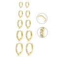 thumbnail image 1 of Pendientes tipo argolla ALEXCRAFT chapados en oro de 14 quilates, 5 pares (8/10/12/14/16) mm, 1 of 6