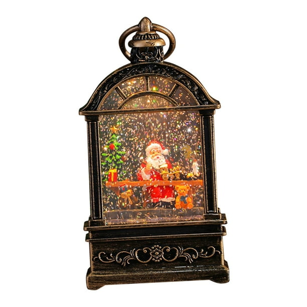 Linterna musical navideña con forma de bola de nieve y luz, regalo de Navidad Papá Noel