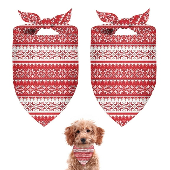 Dog Bandana 2 Pack,Red Christmas Geometric Snowflake Pattern Bandanas for Dogs,Cat Bandana,Small/ Large Dog Bandana 2 Size,Dog Bandanas Girl Boy