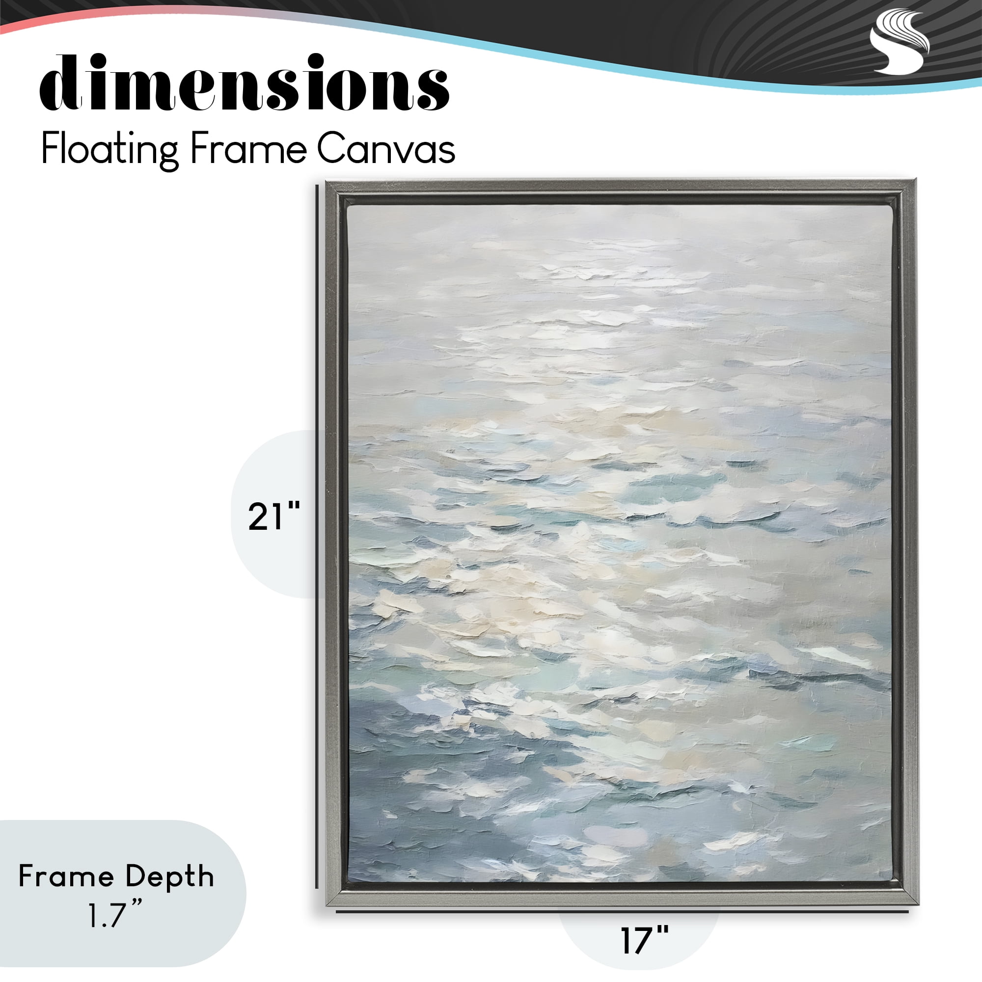 Stupell Industries Shallow Reflections Calm Sea Gray Framed Floater Canvas Wall Art, design by Riley B