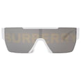 thumbnail image 2 of Burberry Men's White Flat Top Shield Sunglasses with Brand Graphic Mirror Lens Made in Italy, 2 of 10