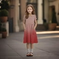 thumbnail image 4 of Kids A Line Sundresses Polka Dot Stripe Print Short Sleeve Outdoor Holiday Casual Girls Dresses, 4 of 5