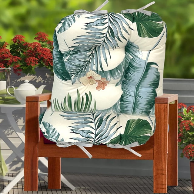 Cojines Gruesos para Silla de Exterior (Paquete de 2), 43 X 43 y 43 X 53 Cm | Cojines Estampados para Patio, Jardín y Terraza | Nailon y Elastano Duraderos | Asientos Cómodos y Resistentes a La Intem