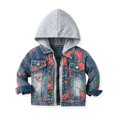 thumbnail image 2 of Atogsazn Boys Jeans Jacket Kids Casual Button Zipper Long Sleeve Hooded Denim Jackets Fashion Clothes B-Gray 3-4 Years, 2 of 8
