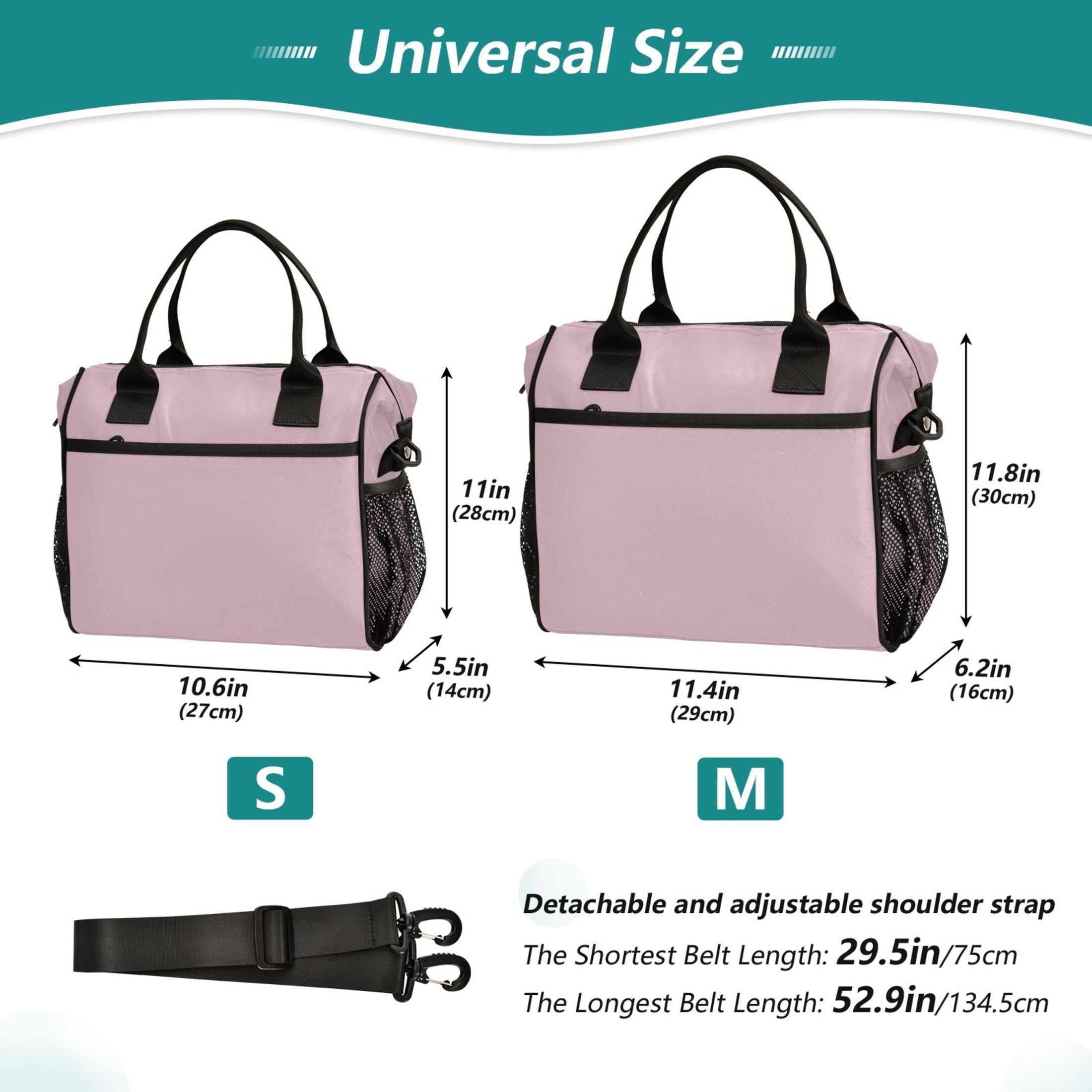 Pale Mauve Lunch Bag Insulated Lunch Box Leakproof Reusable Cooler Tote Adjustable Shoulder Strap for Men Women 12L