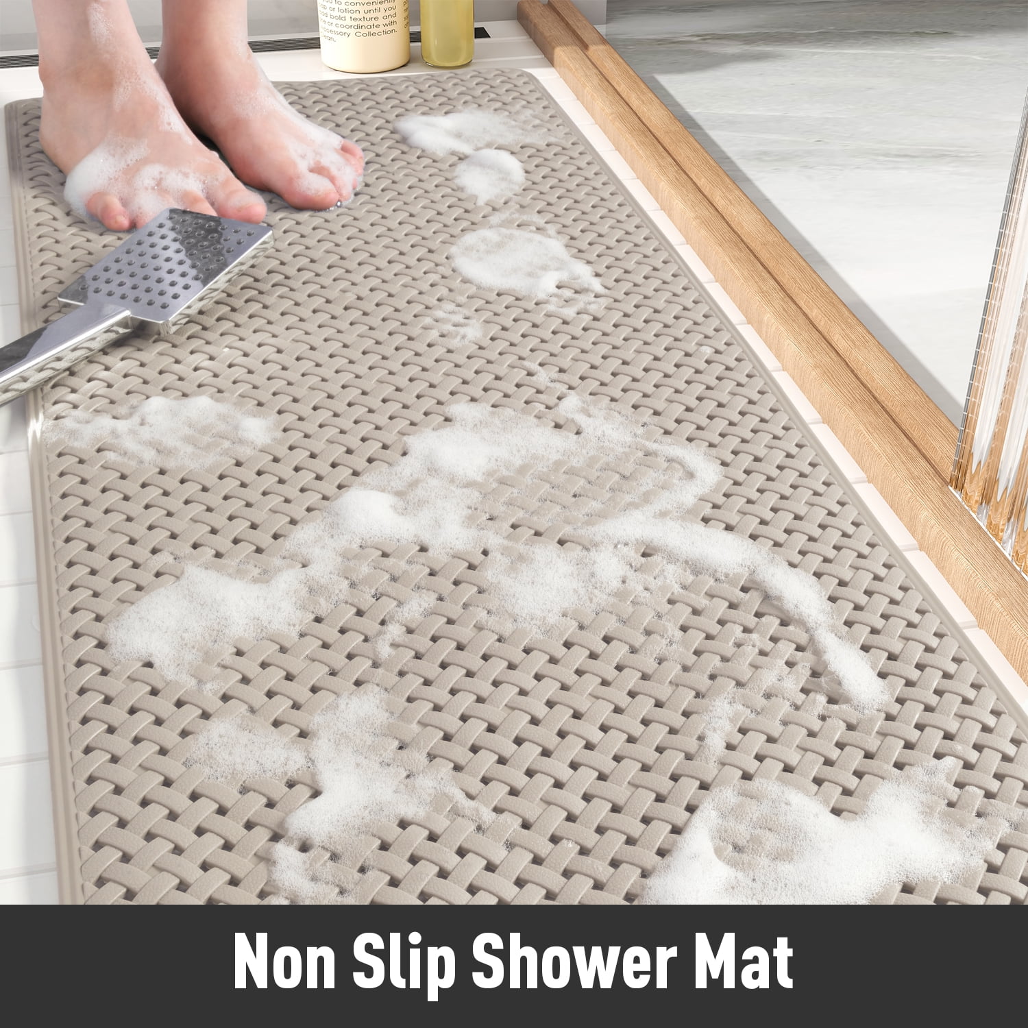 Bathtub and Shower Mat, Non Slip, Machine Washable, Woven Design, Perfect Bath  Mat for Tub and Shower for Kids and Elderly, 28 X16 Inch 
