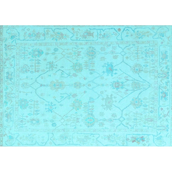 Ahgly Company Indoor Rectangle Oriental Light Blue Traditional Area Rugs, 4' x 6'