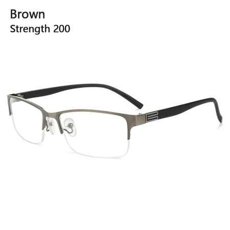 Men Eye Protection Portable Vision Care Myopia Glasses Ultra Light Frame Business Eyeglasses Reading Glasses BROWN STRENGTH 200