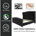 AMERLIFE King Size Platform Bed Frame, Velvet Upholstered Bed with Deep