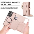 thumbnail image 2 of For Samsung Galaxy S21 Ultra 5G RFID Blocking Multi functional 2-in-1 Soft PU Leather Wallet Case Magnetic Flip Cover Multi-Card Slots Zipper Pocket With Detachable Shoulder Strap And Wrist Strap, 2 of 8