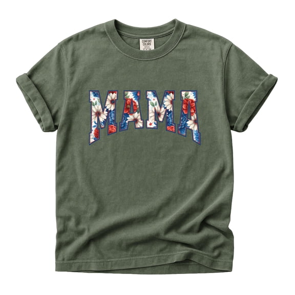 Comfort Colors Mama Shirt Floral Patriotic Tee Women Mom Life Graphic T-Shirt Gift