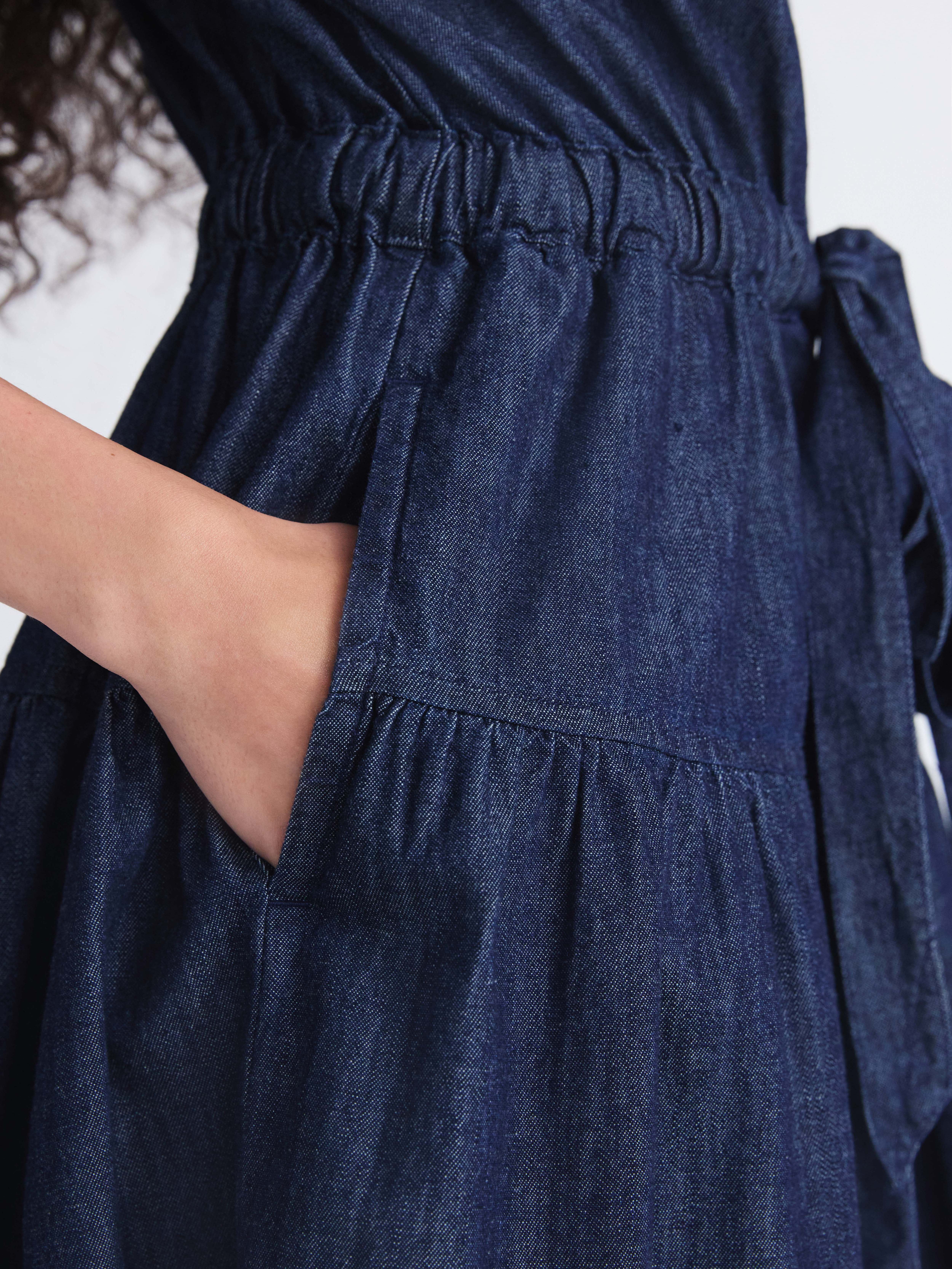 white christmas dresses Sleeveless Tencel Denim Dress main image 0