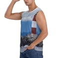 thumbnail image 3 of Lsque Lighthouse On The Waters Print Men's Cotton Blend Sleeveless Muscle Shirts (S-3XL)- Moisture Wicking, Odor Protection, UPF 30+,Small, 3 of 8