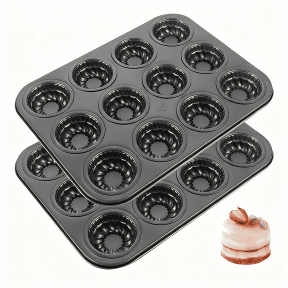 COSANO 12-Cup Non-stick Carbon Steel Mini Muffin Pan, 2 in Diameter Cups (2 Count)