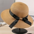 thumbnail image 5 of Womens Straw Hat with Ribbon Bowknot Decor Floppy Beach Cap Sun Hat for Women UPF 50+, 5 of 8