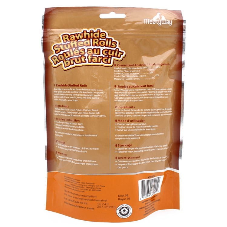 MeatyWay Rawhide Stuffed Rolls Dog Treats
