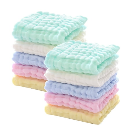 Baby Washcloths and Burp Cloths Soft Absorbent Towels for Newborns 10 Pack 12x12 Inches By chocrria