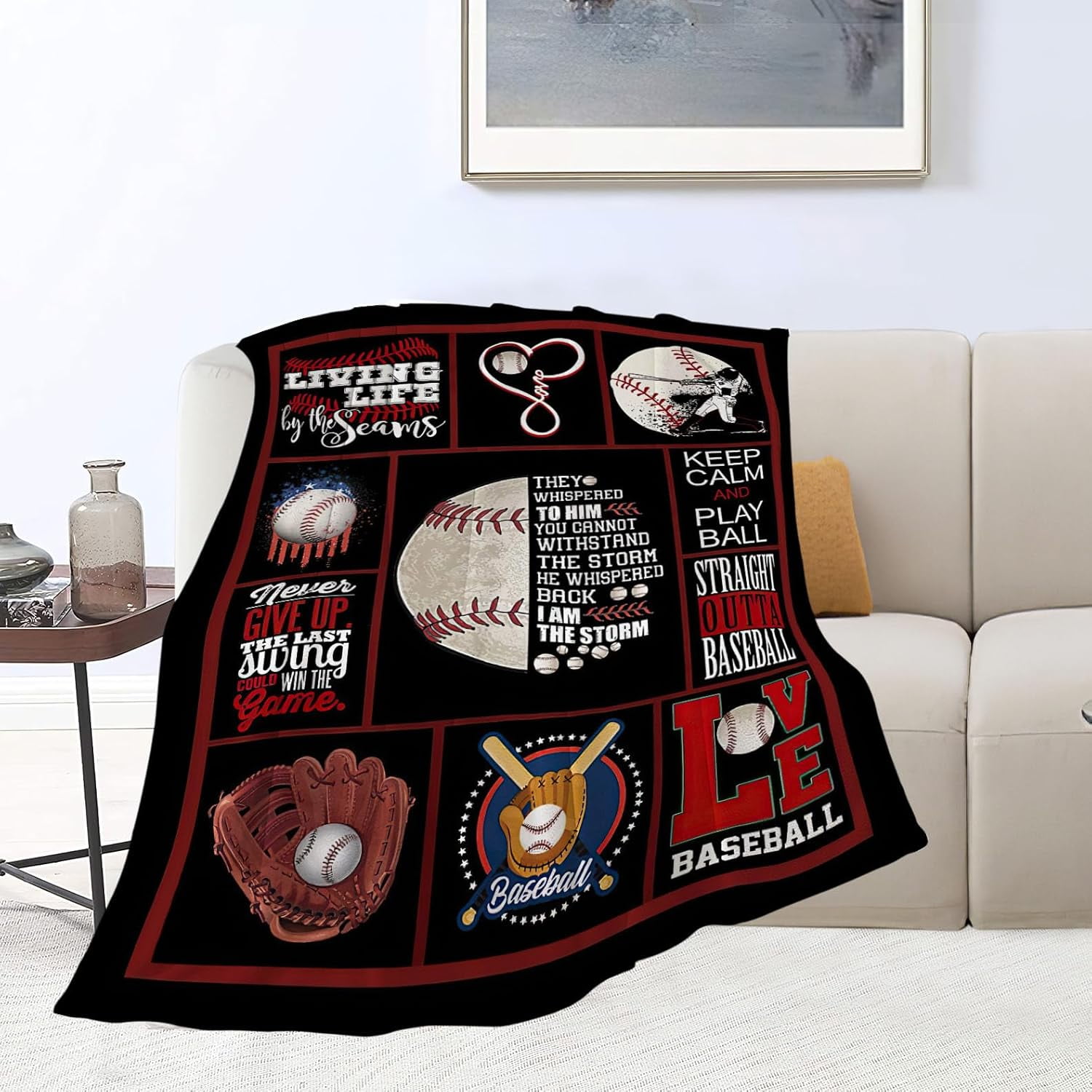 Baseball Blanket Baseball Gifts Throw Blankets Cozy Fleece Flannel Blanket Plush Lightweight Bedding Baseball Stuff for Boys Girls Men Women Kids Adults Lovers for Couch Sofa Bed Room Decor 50"X60"