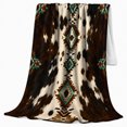 thumbnail image 2 of Vertical Diamond Chain Across Dark spotted cattle pattern Patches, Soft Flannel Blanket with Rustic Southwestern Print, Housewarming Gift and Home Decor for Bedroom and Living Room, 2 of 7