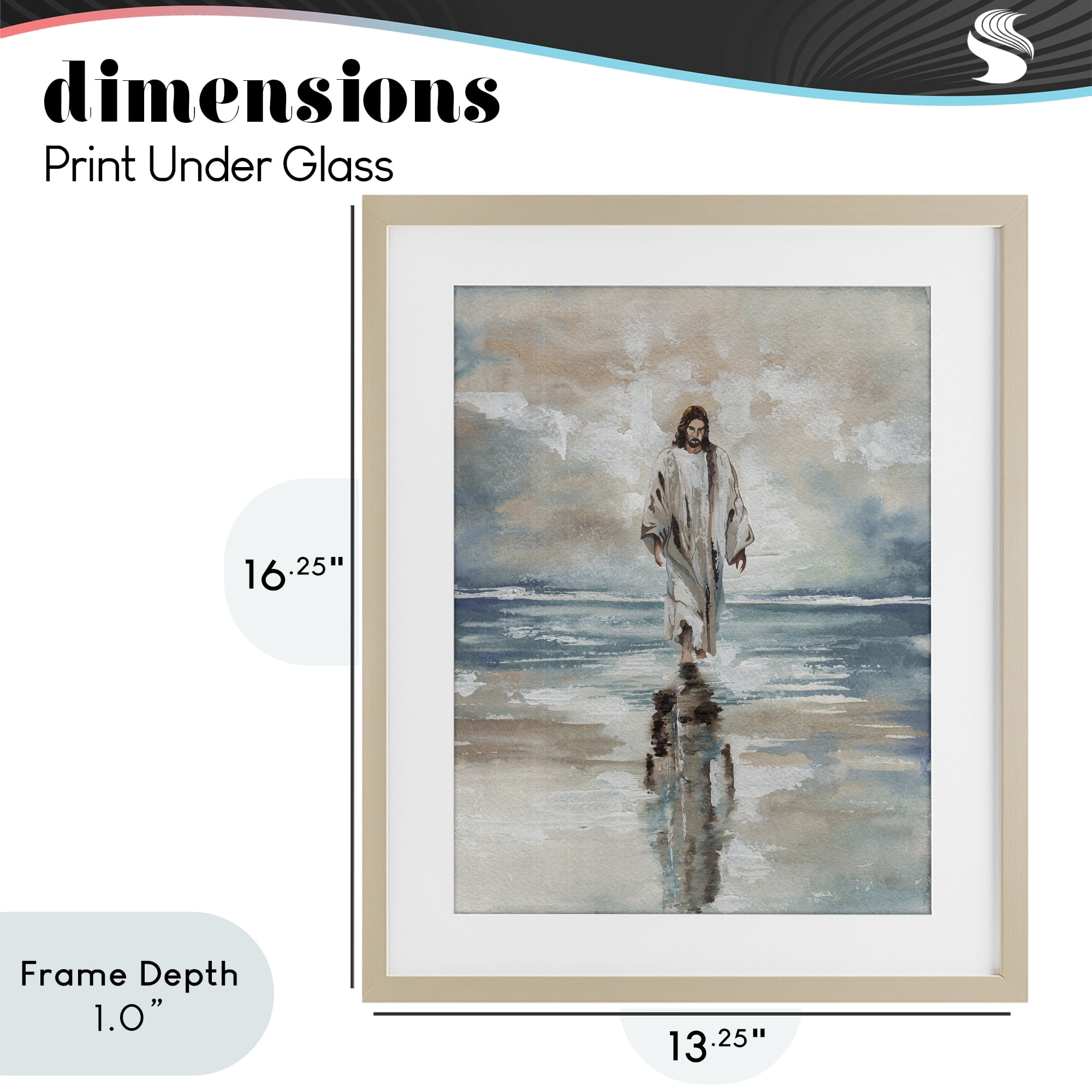 Stupell Industries Jesus on Water Birch Framed Print Under Glass, design by Elizabeth Medley