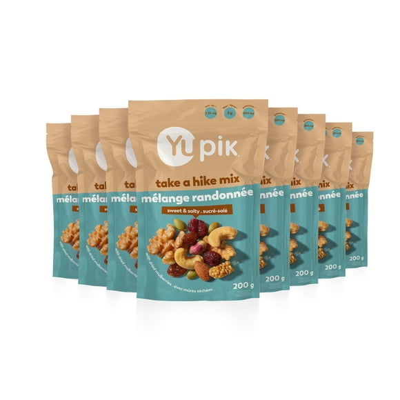 Yupik Take A Hike Mix, Gluten-Free, Non-GMO, Energizing Snack, Sweet & Salty Trail Mix, Crunchy Nuts, Dried Fruits, Dried Mulberries, Roasted Cashews, Pistachios, Pumpkin Seeds, 8 Count, 200 g