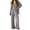 #02 Gray 【Mix & Rotate: Stock Up On All-Season Soft Loungewear】, variant on Women's Three Piece Pajama Loungewear Sets, Spaghetti Strap Camisole, Open Front Robe & Elastic Waist Long Pants, Elegant Solid All Season Wearable Indoor Relaxation | TruHer,Black L