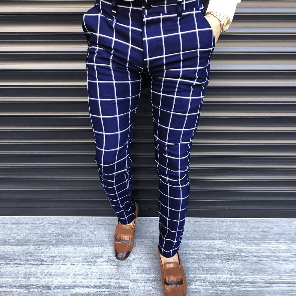 plaid zipper pants mens