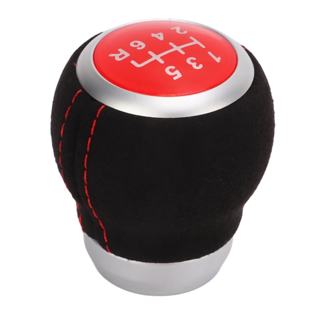 Gear Shift Knob Head, 6 Speed Car Shift Knob Shifter Handle ABS + Suede Leather Gear Shifting Lever Knob Auto Part Replacement for
