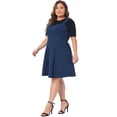 thumbnail image 3 of DARING DIVA Plus Size Denim Overall Adjustable Straps Pockets Dress 2X Dark Blue, 3 of 6