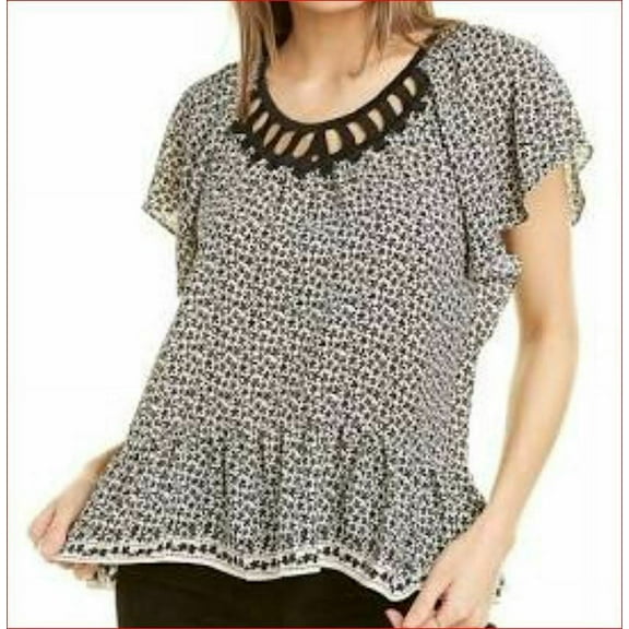 new MAX STUDIO women blouse top shirt A711D33 IVBKSHPY black white XS $98