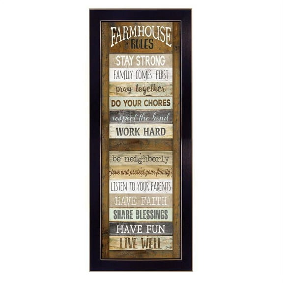 Farmhouse Rules By Marla Rae Printed Framed Wall Art Wood Multi-Color