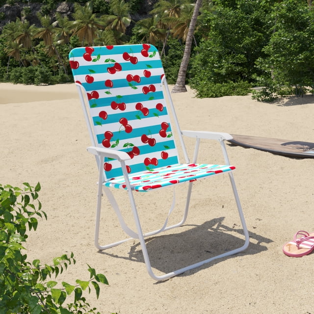 Mainstays Steel Folding Beach Chair, Cherry