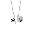 thumbnail image 2 of Delight Jewelry Silvertone Checkered Race Flag Silvertone Script Initial Disc - & - Charm Necklace, 20"+3", 2 of 4