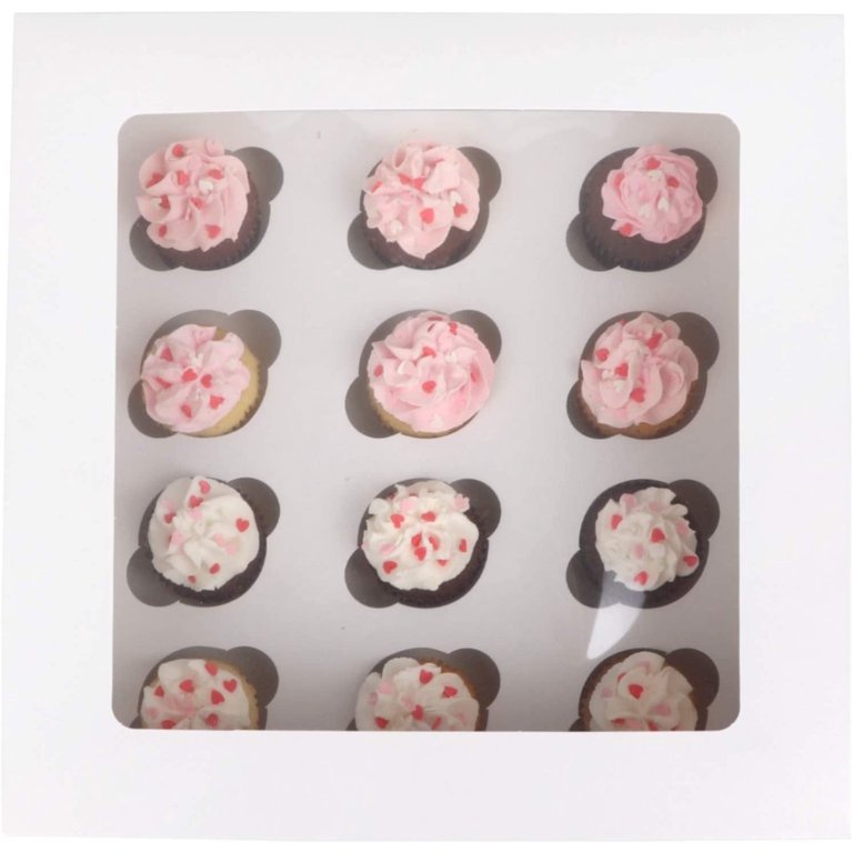 2653 - 10 x 10 5/8 - 1 Dozen Skinny Mini Cupcake Insert, Reversible  White/Brown