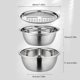 thumbnail image 2 of Rallador de lavabo de acero inoxidable con canasta de drenaje Colador multiusos Cortador Rebanador Triturador con tapa Rallador de jengibre Rebanador de verduras Ensaladera Cuenco, 2 of 5