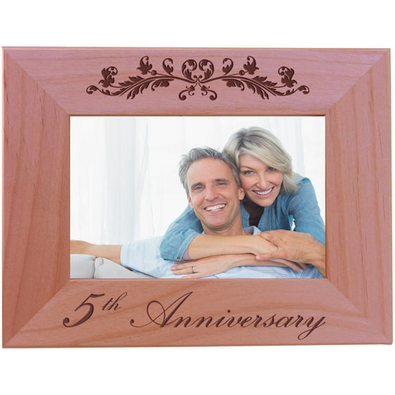 5th Anniversary - 4x6 Inch Engraved Alder Wood Picture Photo Frame - Great Anniversary gift for friends, parents and family