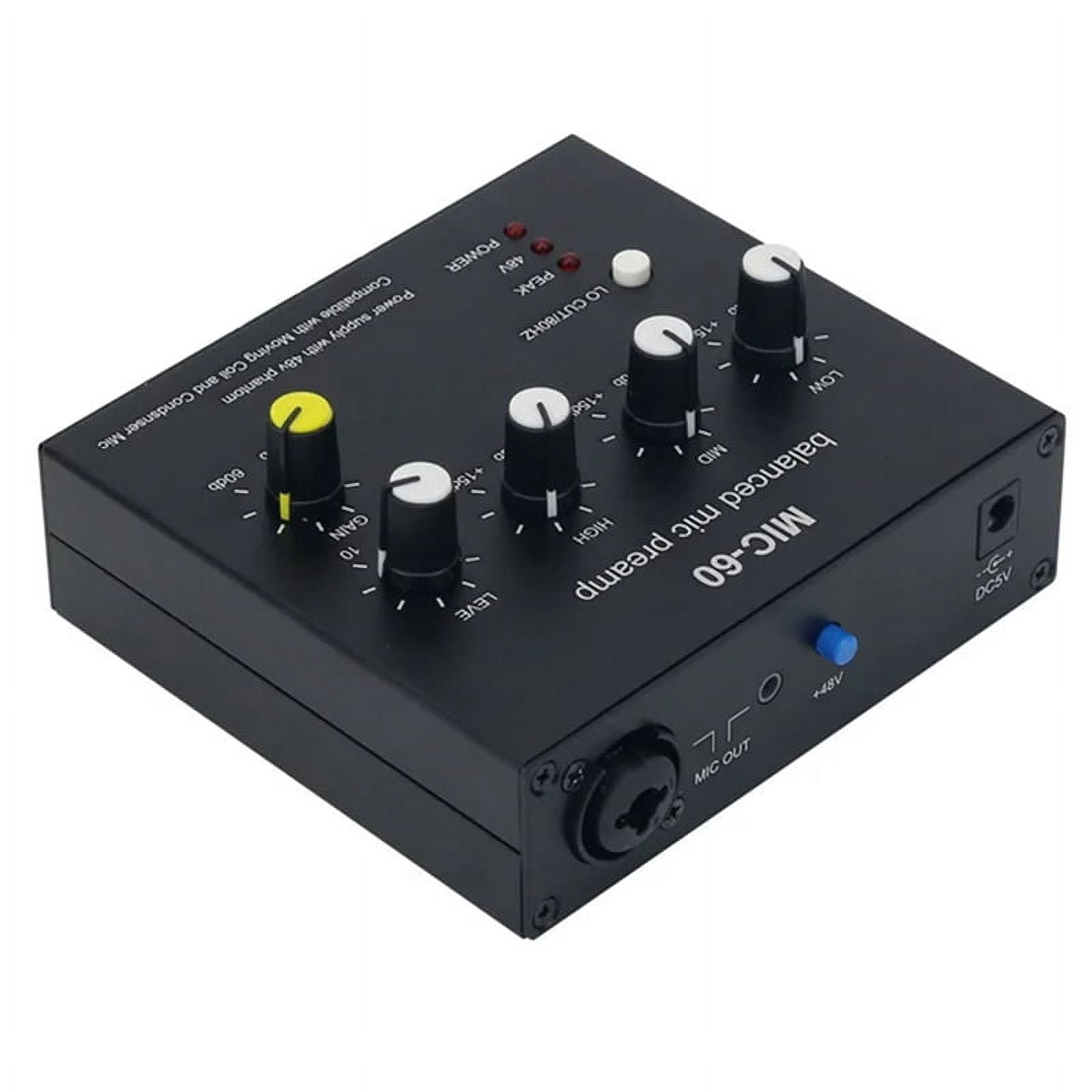 MIC-60 3-Band Equalizer Balanced Mic Preamp Microphone Preamplifier with DC Cable and 6.5mm Cable