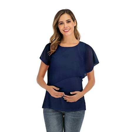 

Womens Maternity Irregular Soild Hem Tee Shirt Casual Short Sleeve Crew Neck Basic Nursed T Shirt Top Breastfeeding Prenatal Clothes Women Maternity Leggings Winter X Small Tops Maternity Maternity