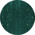 thumbnail image 1 of Ahgly Company Machine Washable Indoor Round Abstract Turquoise Blue Contemporary Area Rugs, 7' Round, 1 of 4