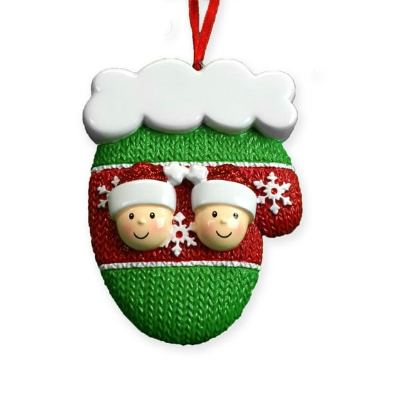 Mitten Couple Family With Faces Round Disc Ornament
