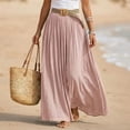 thumbnail image 2 of Vynhevius Womens Solid Belted Skirt Elastic Waist Flowy Casual Maxi, 2 of 6