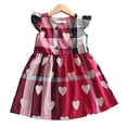 thumbnail image 1 of EYIIYE Robe de la Saint-Valentin pour Filles Manches Volantes Imprimé Cœur, 1 of 4