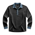 thumbnail image 2 of Polo Shirt Men Long Sleeve Button Tee Shirt Lightweight Black Fashion Clothing for Men, 2 of 4