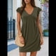 thumbnail image 2 of Vestido Tipo Chaleco Holgado con Escote en V Profundo, Mangas de y Pliegues para Mujer, Verde , Talla XXL, 2 of 6