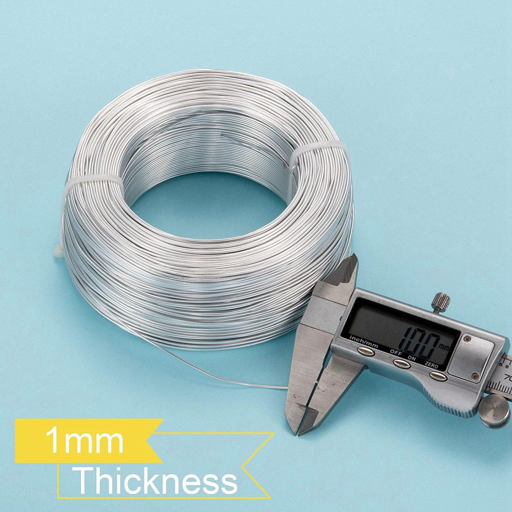 Anodized Aluminum Wire Bendable Metal Craft Wire Flexible Craft Wire for Beading Jewelry Craft Making Silver 18 Gauge 1.0mm 200m/500g(656.1 Feet/500g)