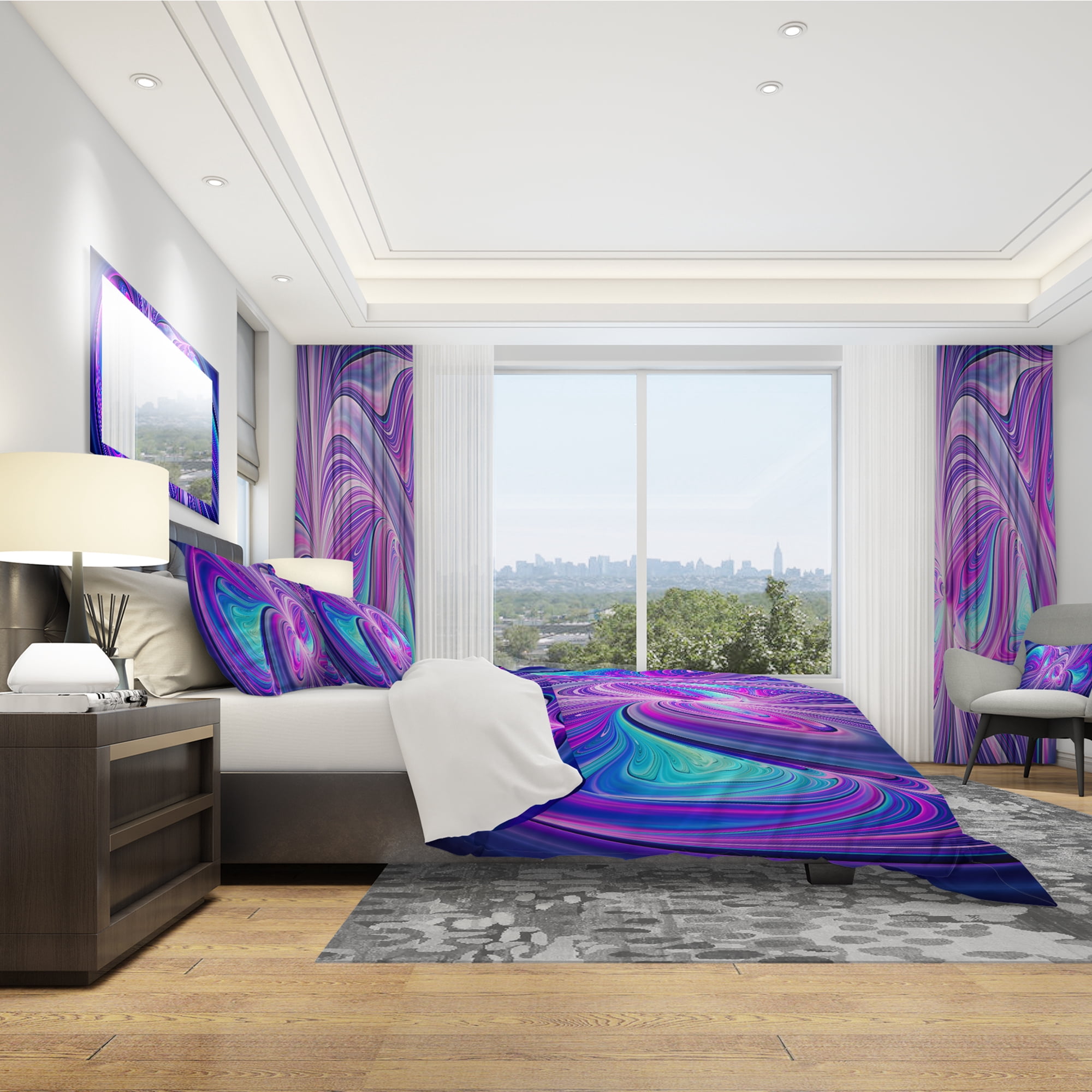 Designart 'Purple and Blue Wonder' Modern & Contemporary Duvet Cover Set
