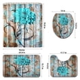 thumbnail image 3 of 16 Piece Floral Flower Bathroom Waterproof Shower Curtain Liner Shower Curtain Sets with 12 Hooks + Bath Mat + Toilet Pedestal Rug + Toilet Seat Lid Cover for Home Decor Gift, 3 of 10